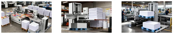 automated paper cutting line in operation